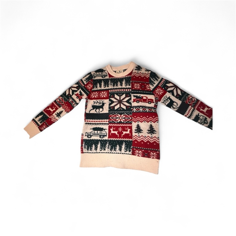 Kiel James Patrick Men's Holiday Patchwork Sweater - Red, Green, Cream